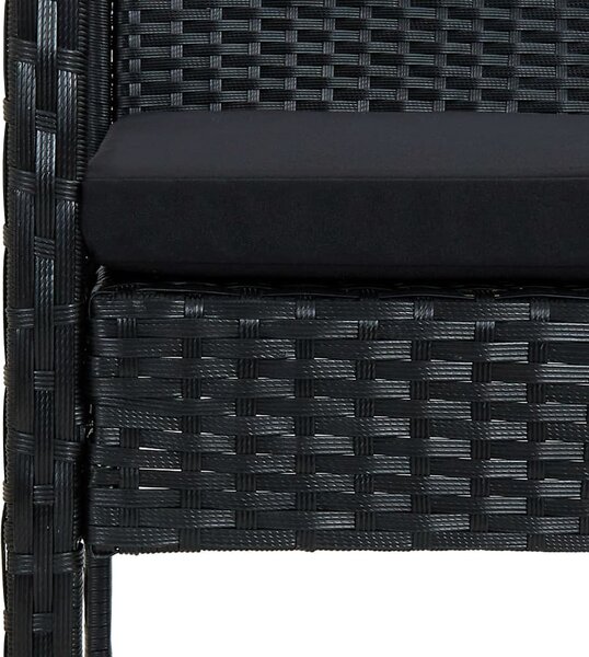 4 részes fekete polyrattan kerti ülőgarnitúra párnákkal