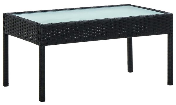 4 részes fekete polyrattan kerti ülőgarnitúra párnákkal