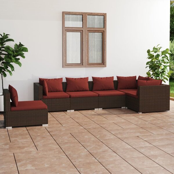 6 részes barna polyrattan kerti ülőgarnitúra párnákkal