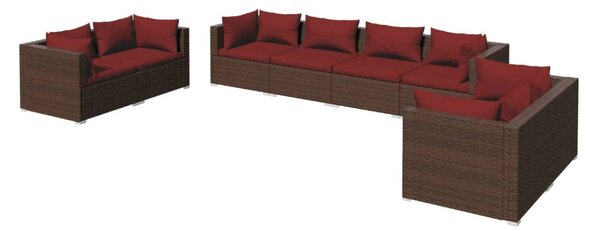 8 részes barna polyrattan kerti ülőgarnitúra párnákkal