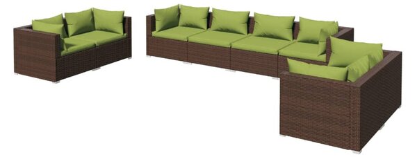 8 részes barna polyrattan kerti ülőgarnitúra párnákkal