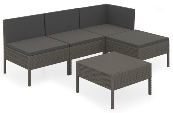 5 részes szürke polyrattan kerti ülőgarnitúra párnákkal