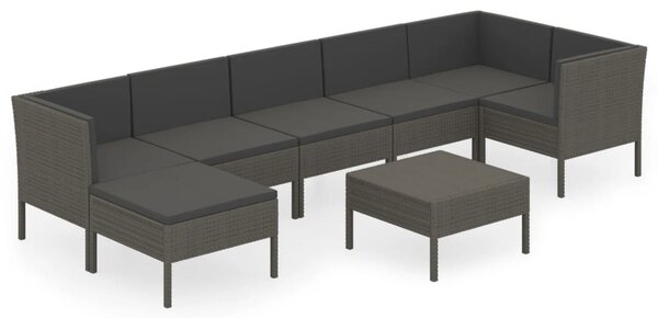8 részes szürke polyrattan kerti ülőgarnitúra párnákkal