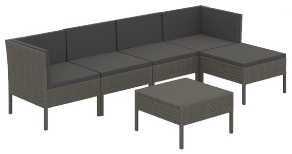 6 részes szürke polyrattan kerti ülőgarnitúra párnákkal