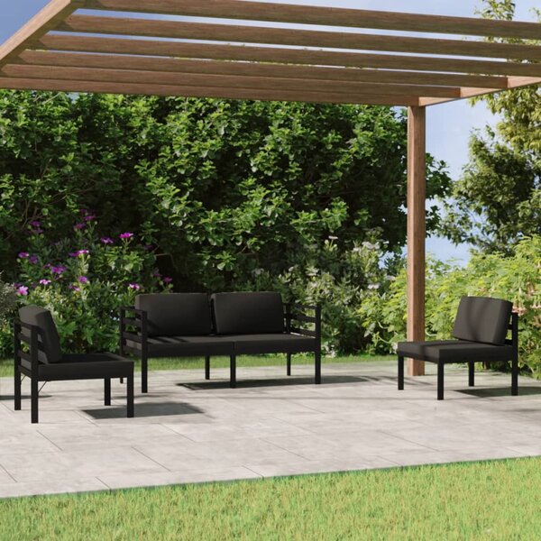 4 részes antracitszürke alumínium kerti ülőgarnitúra párnákkal