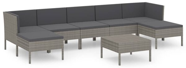 8 részes szürke polyrattan kerti ülőgarnitúra párnákkal