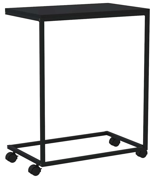 Fekete szerelt fa kisasztal kerekekkel 55x35x70 cm