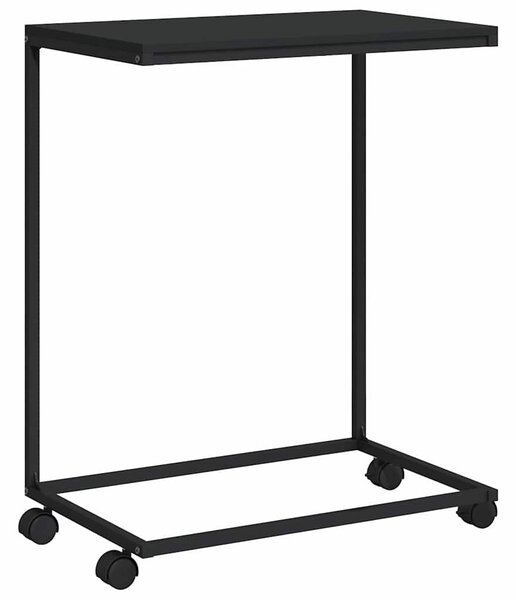 Fekete szerelt fa kisasztal kerekekkel 55x35x70 cm