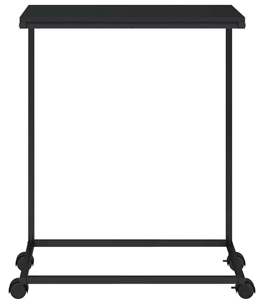 Fekete szerelt fa kisasztal kerekekkel 55x35x70 cm