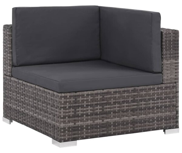 6-részes szürke polyrattan kerti bútorszett párnákkal