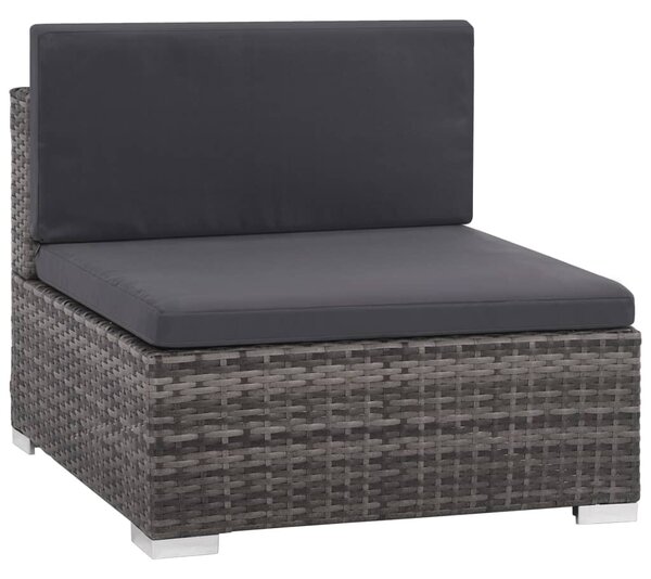 6-részes szürke polyrattan kerti bútorszett párnákkal