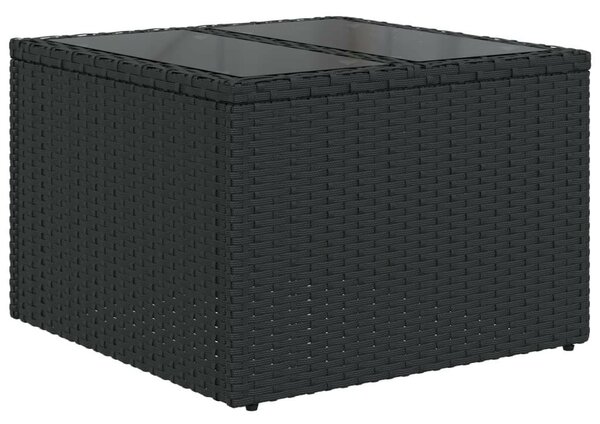 10 részes fekete polyrattan kerti ülőgarnitúra párnával