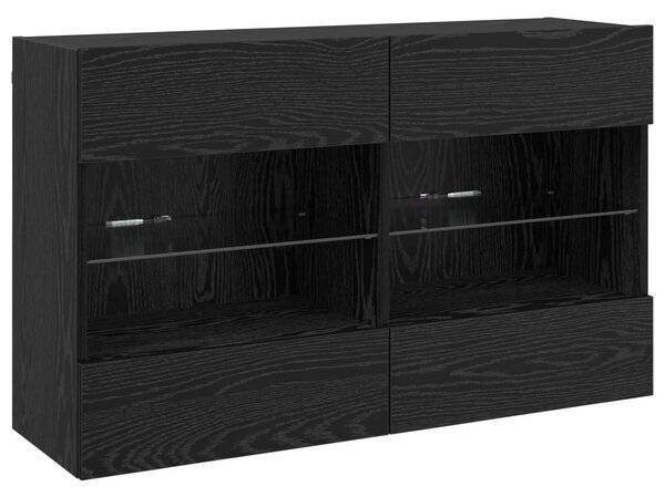 VidaXL TV falit kabinet szett leddel 6 pcs Fekete Tölgy Mérnöki fa
