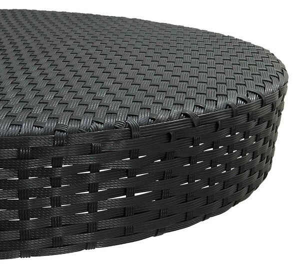 5 részes fekete polyrattan kerti bárszett párnákkal