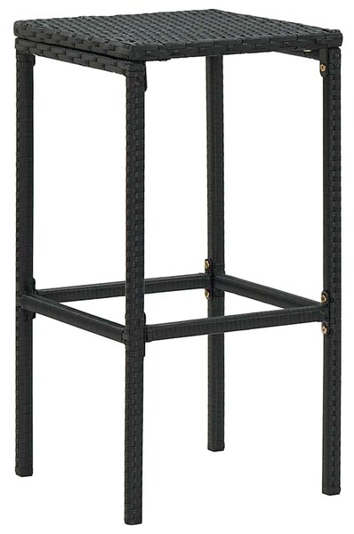 7 részes fekete polyrattan kerti bárszett párnákkal