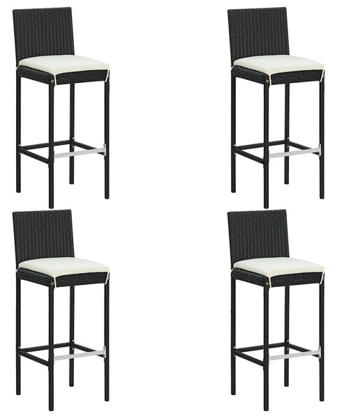 5 részes fekete polyrattan kerti bárszett párnákkal