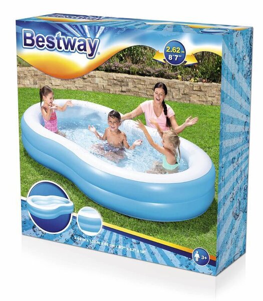 Bestway 54117, The Big Lagoon Family, felfújható gyermekmedence, 2,62 x 1,57 x 0,46 m