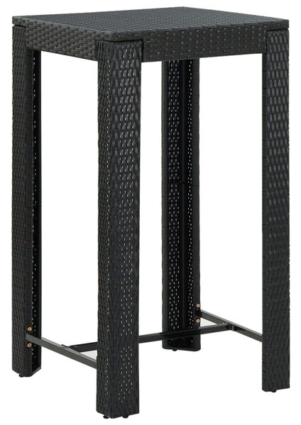3 részes fekete polyrattan kültéri bárszett párnákkal