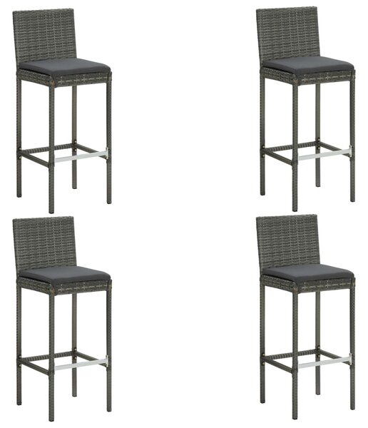 5 részes szürke polyrattan kerti bárszett párnákkal