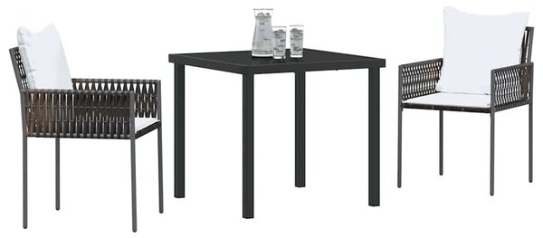 VidaXL Kert étkező szett 3 pcs Barna Poli rattan