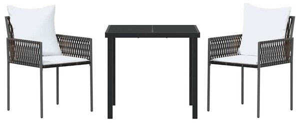 VidaXL Kert étkező szett 3 pcs Barna Poli rattan