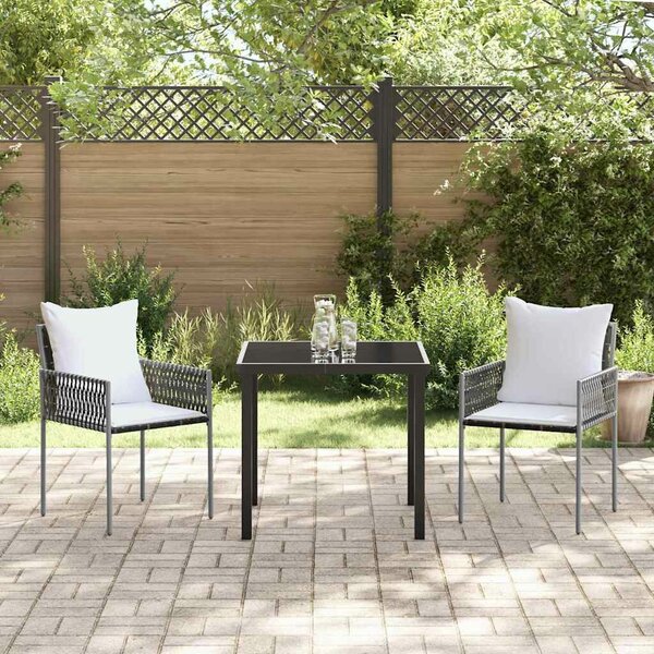 VidaXL Kert étkező szett 3 pcs Barna Poli rattan