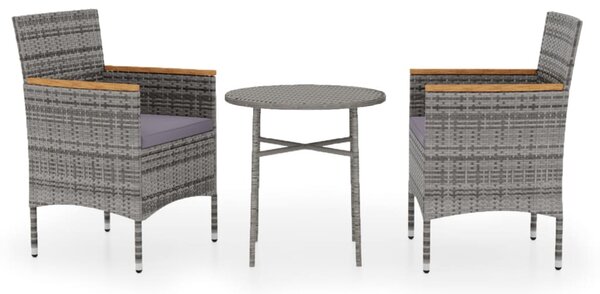 3 részes szürke polyrattan kerti étkezőgarnitúra