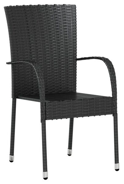3 részes fekete polyrattan kerti étkezőgarnitúra