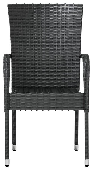 3 részes fekete polyrattan kerti étkezőgarnitúra
