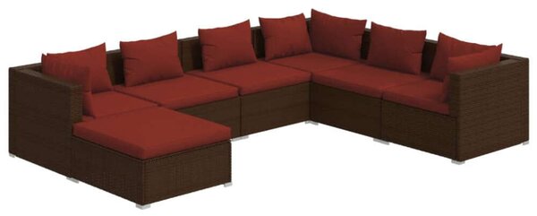 VidaXL Polyrattan Kerti Ülőgarnitúra - 7 részes - Barna