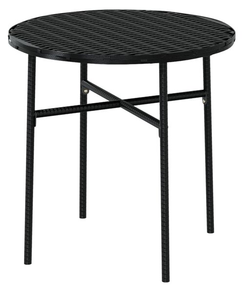 3 részes fekete polyrattan kerti étkezőgarnitúra