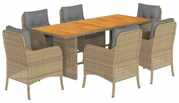 VidaXL Polyrattan Kerti Étkezőgarnitúra - 7 részes, Bézs