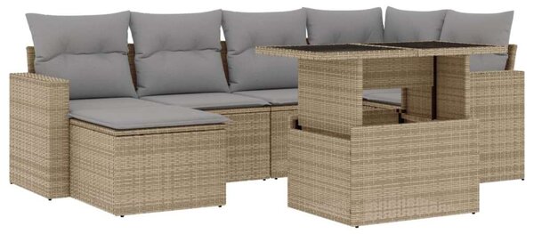 VidaXL Polyrattan Kerti Ülőgarnitúra - 7 részes - Bézs