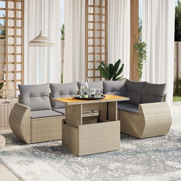VidaXL Polyrattan Kerti Ülőgarnitúra - 6 részes - Bézs