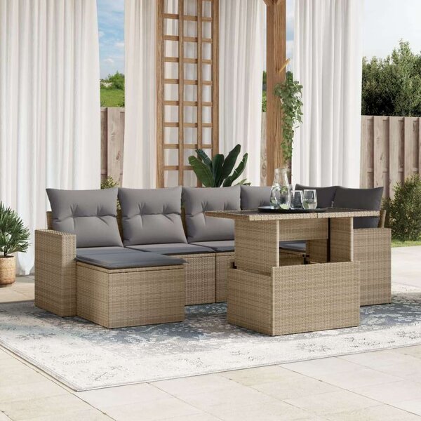 VidaXL Polyrattan Kerti Ülőgarnitúra - 7 részes - Bézs