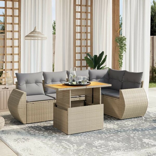 VidaXL Polyrattan Kerti Ülőgarnitúra - 6 részes - Bézs