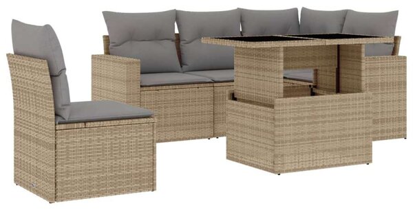 VidaXL Polyrattan Kerti Ülőgarnitúra - 6 részes - Bézs