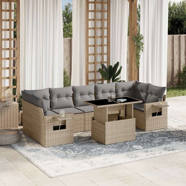 VidaXL Polyrattan Kerti Ülőgarnitúra - 8 részes - Bézs
