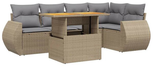 VidaXL Polyrattan Kerti Ülőgarnitúra - 6 részes - Bézs
