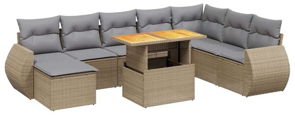 VidaXL Polyrattan Kerti Ülőgarnitúra - 9 részes - Bézs