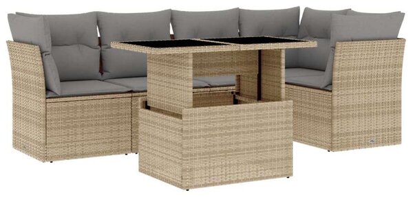 VidaXL Polyrattan Kerti Ülőgarnitúra - 6 részes - Bézs