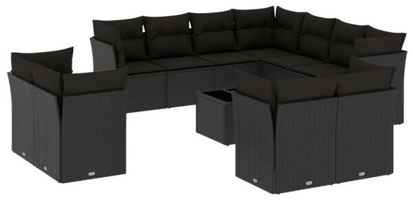 VidaXL Polyrattan Kerti Ülőgarnitúra - Fekete - 12 részes