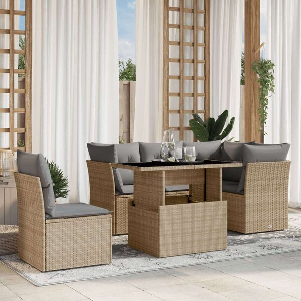 VidaXL Polyrattan Kerti Ülőgarnitúra - 6 részes, Bézs