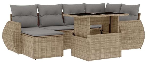 VidaXL Polyrattan Kerti Ülőgarnitúra - 7 részes - Bézs