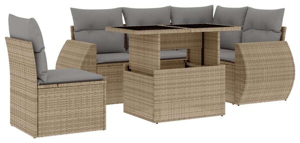 Polyrattan Kerti Ülőgarnitúra - 6 részes - Bézs