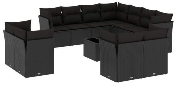 VidaXL Polyrattan Kerti Ülőgarnitúra - Fekete - 12 részes