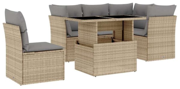 VidaXL Polyrattan Kerti Ülőgarnitúra - 6 részes, Bézs