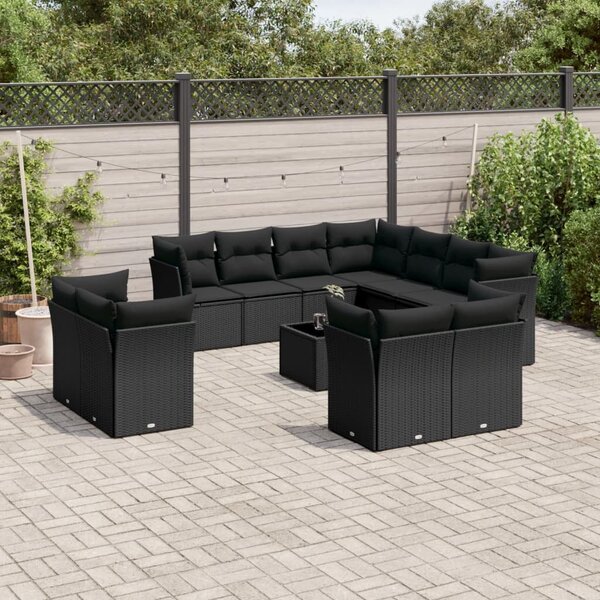 VidaXL Polyrattan Kerti Ülőgarnitúra - Fekete - 12 részes
