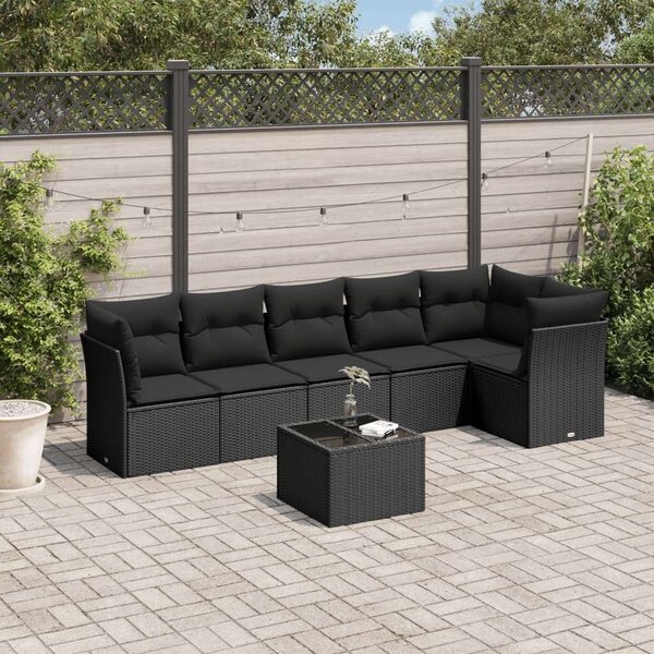 VidaXL Polyrattan Kerti Ülőgarnitúra - 7 részes - Fekete