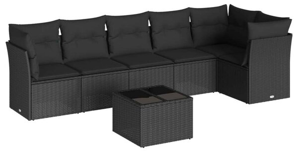 VidaXL Polyrattan Kerti Ülőgarnitúra - 7 részes - Fekete